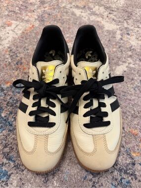 Adidas Cream and Black Classic Leather Sambas